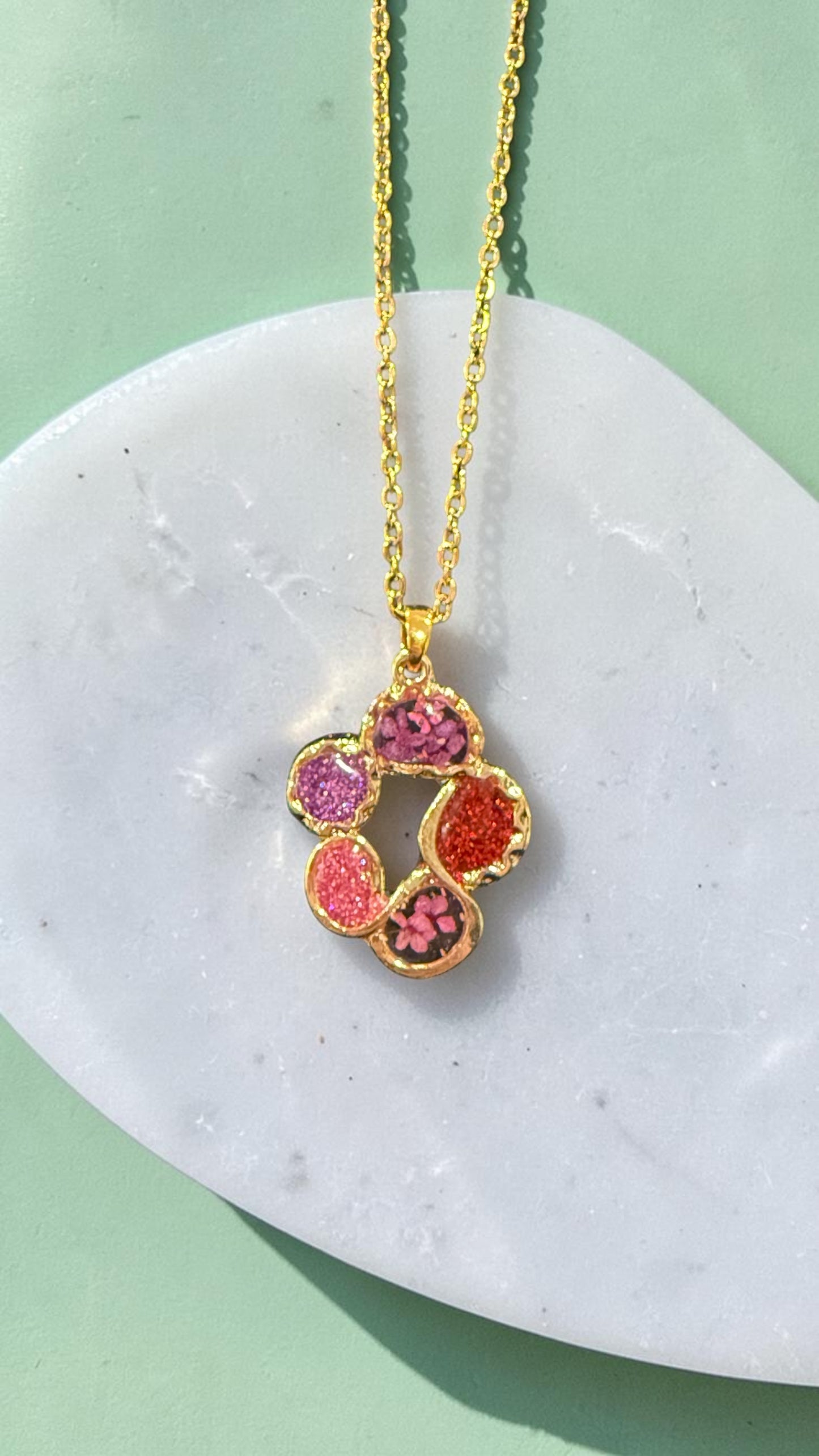 Handmade Resin Necklace with Real Dried Flowers