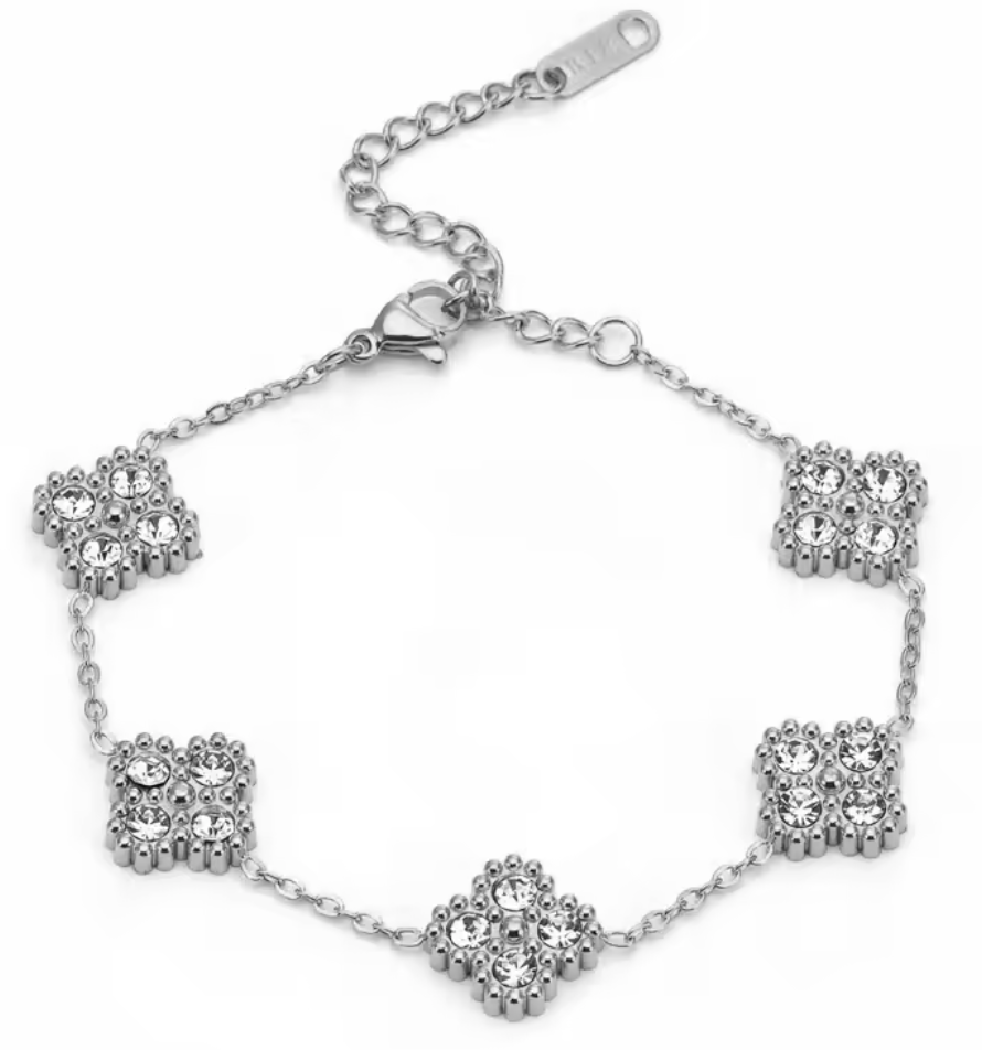 4 Piece Flower Diamond Jewellery Set