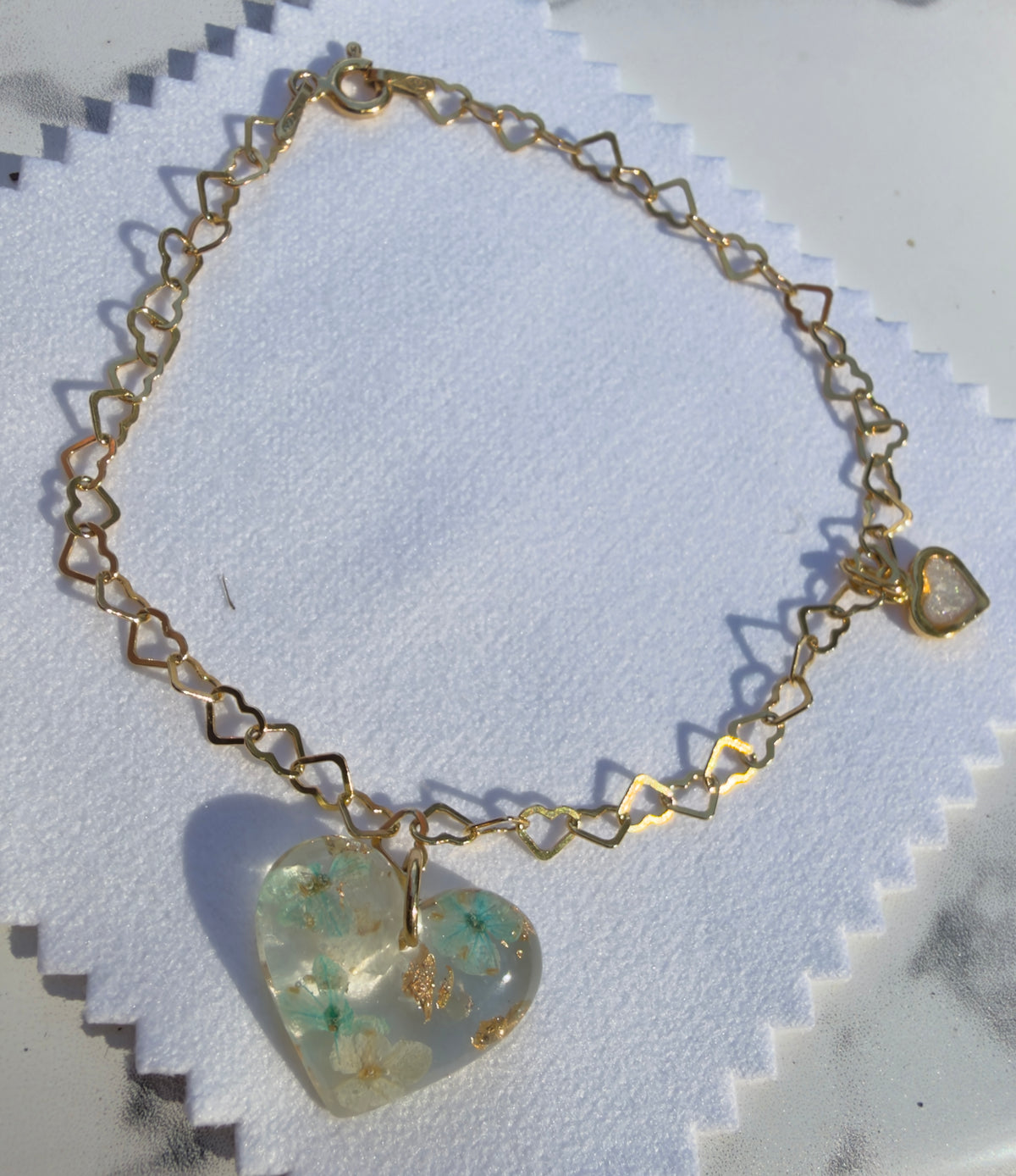 Personalised 925 sterling silver real flower charm bracelet