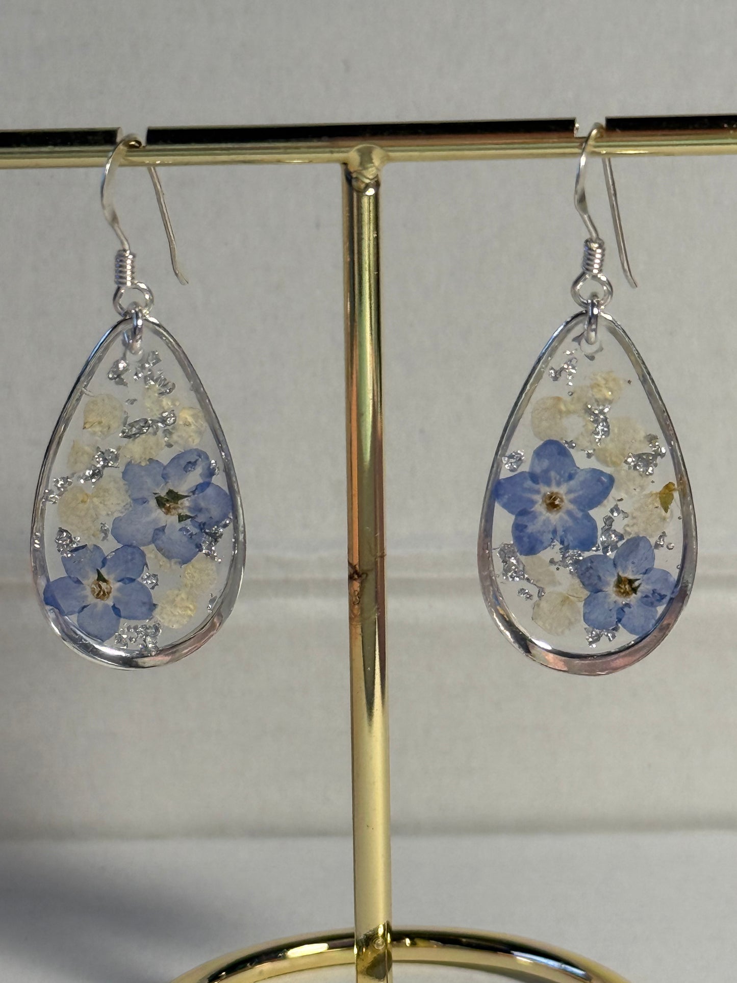 925 Sterling Silver Floral Tear Drop Earrings