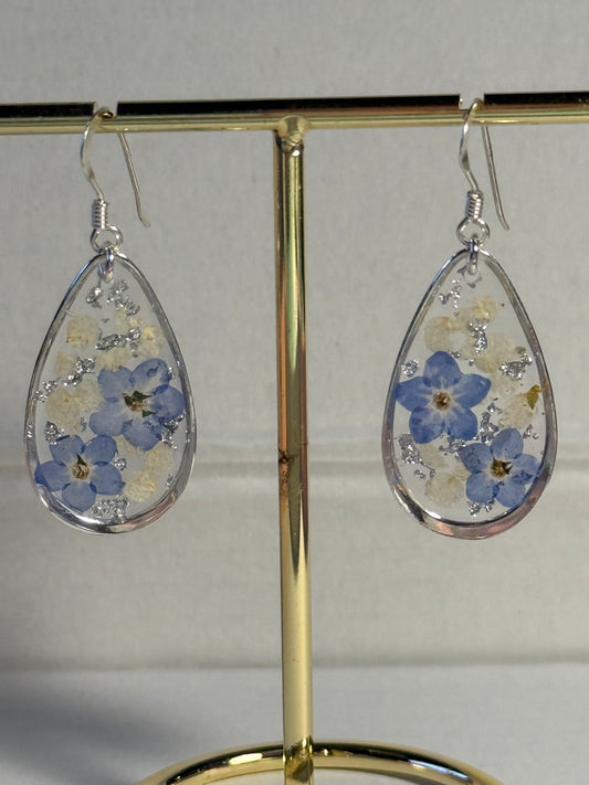 925 Sterling Silver Floral Tear Drop Earrings