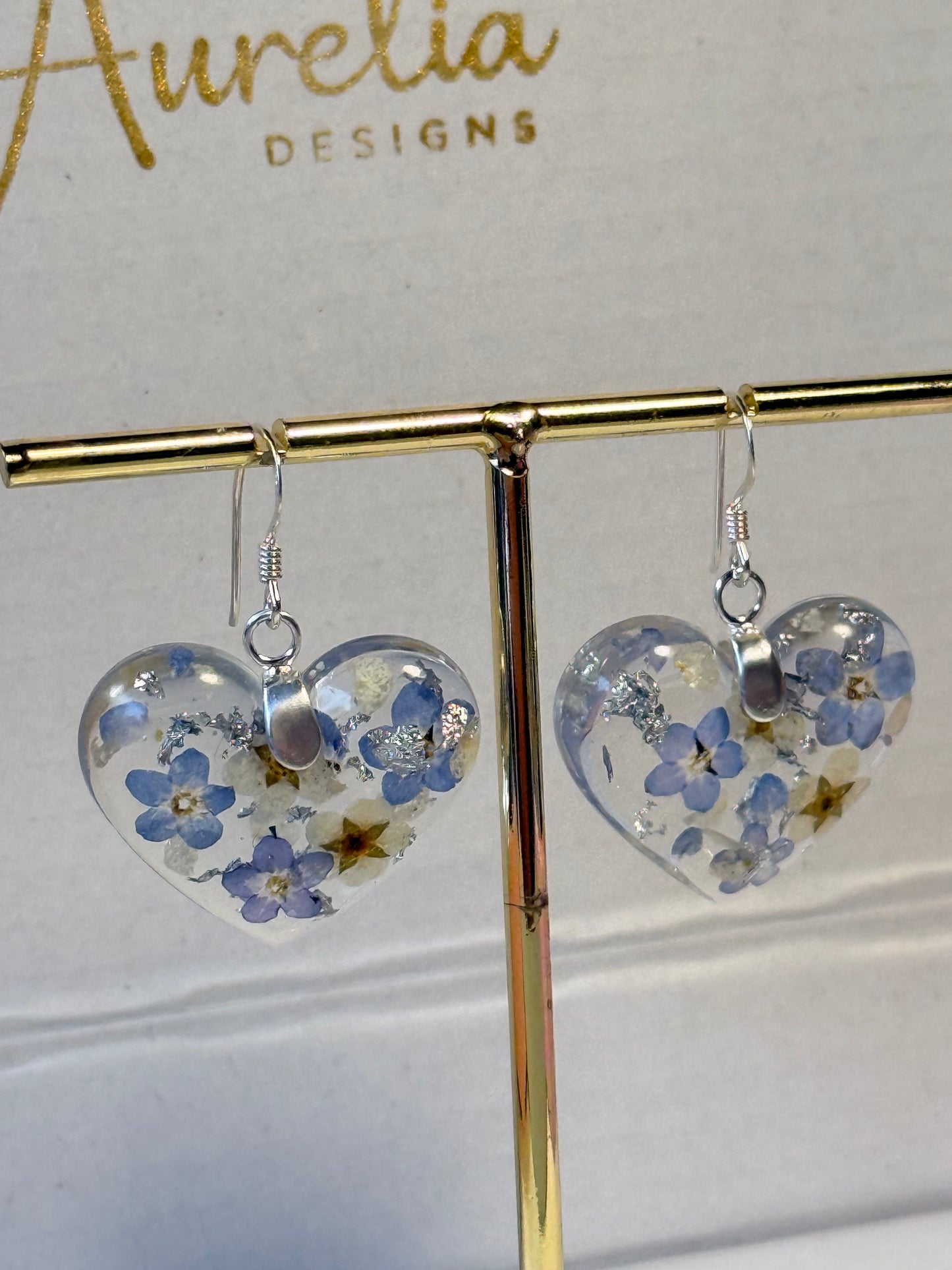 925 Sterling Silver Floral Heart Drop Earrings
