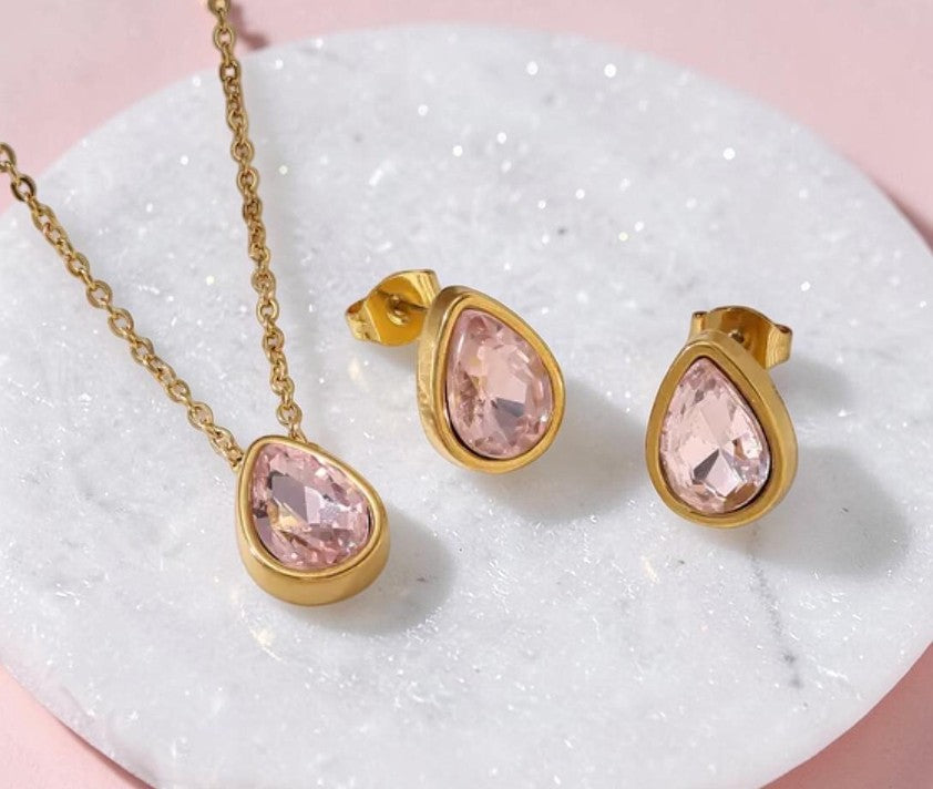 Little Gems dainty crystal necklace and earring set – view 2