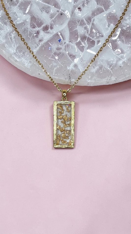 Handmade Resin Necklace with Gold Leaf Accents