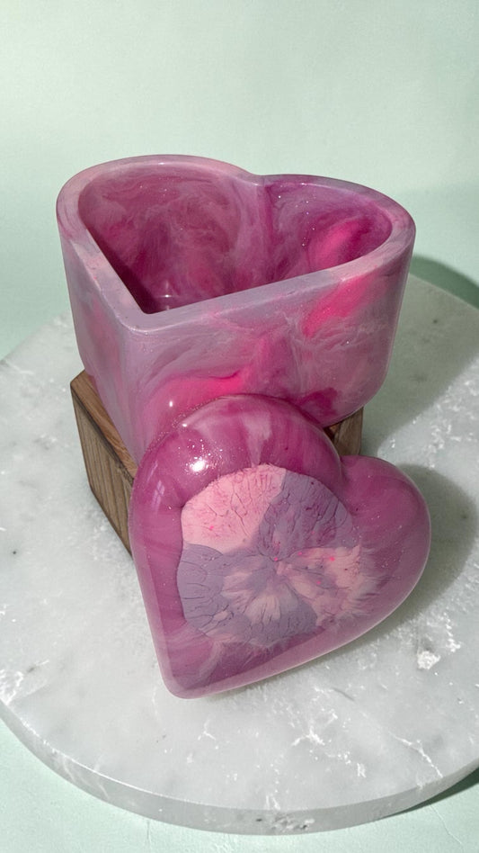 Handmade Blush Resin Heart Trinket Pot
