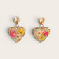 Handmade Resin Heart Shaped Necklace with real flowers and gold leaf (Matching items available)