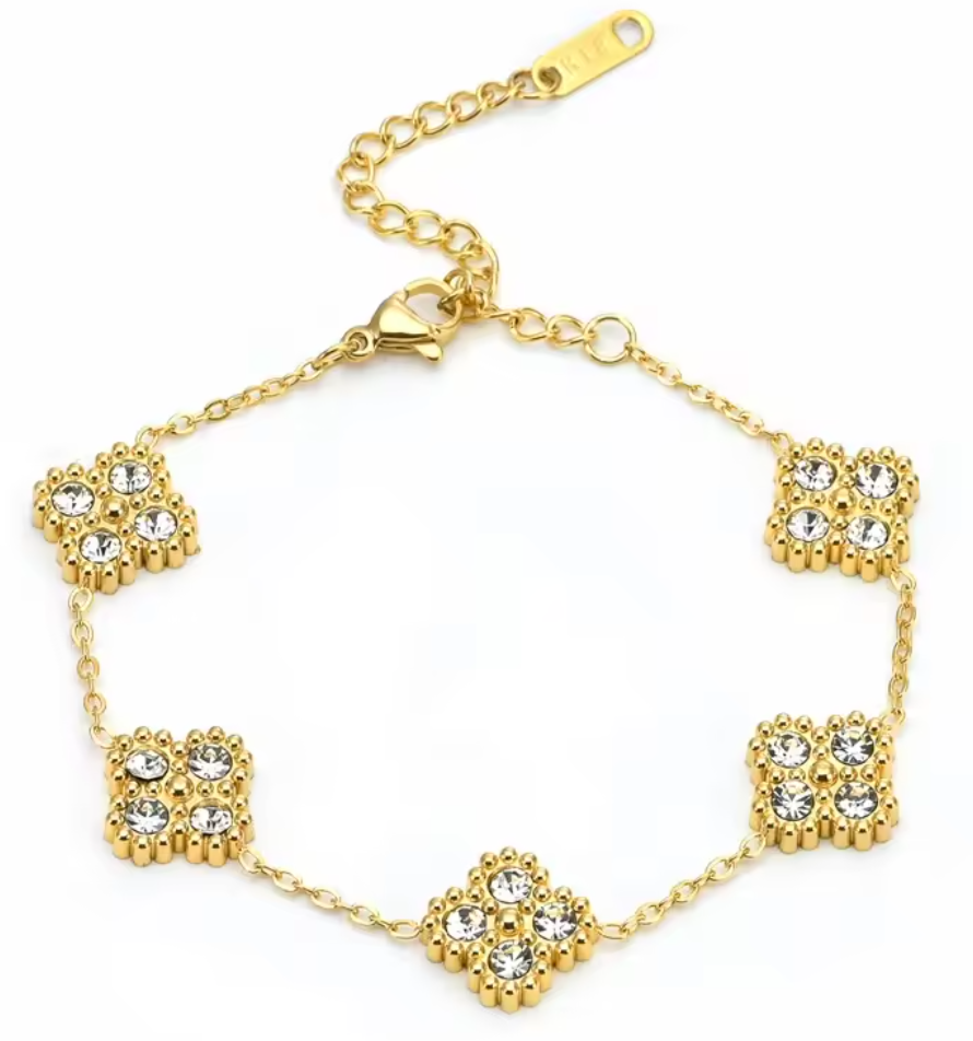 4 Piece Flower Diamond Jewellery Set