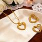 Sweetheart gold open heart necklace and earring set