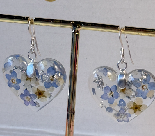 Personalised 925 sterling silver real flower earrings
